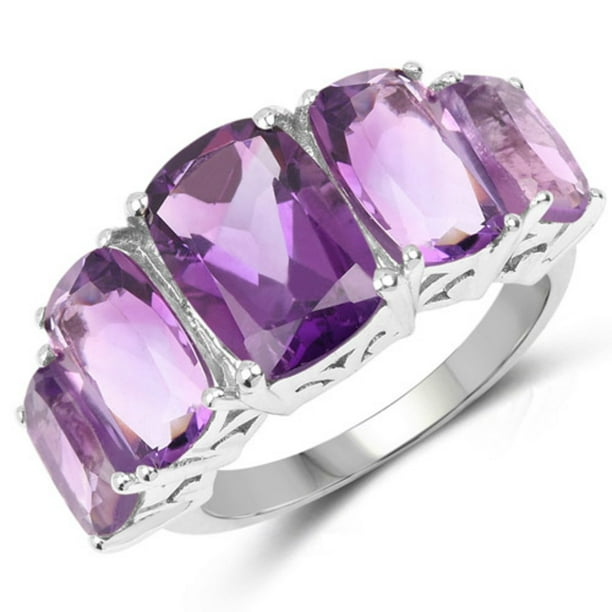 Bonyak Jewelry Genuine Cushion Amethyst and White Topaz Ring in Sterling Silver Size 7.00 Bonyak Jewelry Genuine Cushion Amethyst and White Topaz Ring in Sterling Silver Size 7.00